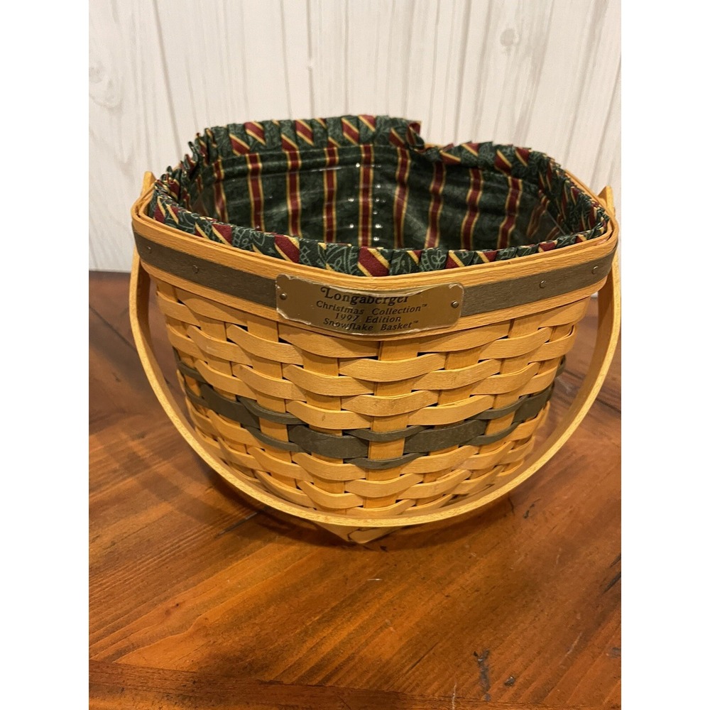 Longaberger Christmas Collection 1997 Snowflake Basket~ With Protector + Liner!